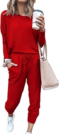 PRETTYGARDEN Women's Two Piece Outfit Long Sleeve Crewneck Pullover Tops And Long Pants Tracksuit