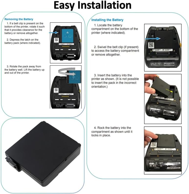 Replacement Battery for Zebra QLn420, ZQ630,ZQ630 Plus Label Printer,Fits Part No.P1040687 P1050667-016 BTRY-MPP-68MA1-01 4400mAh 7.4V - Image 7