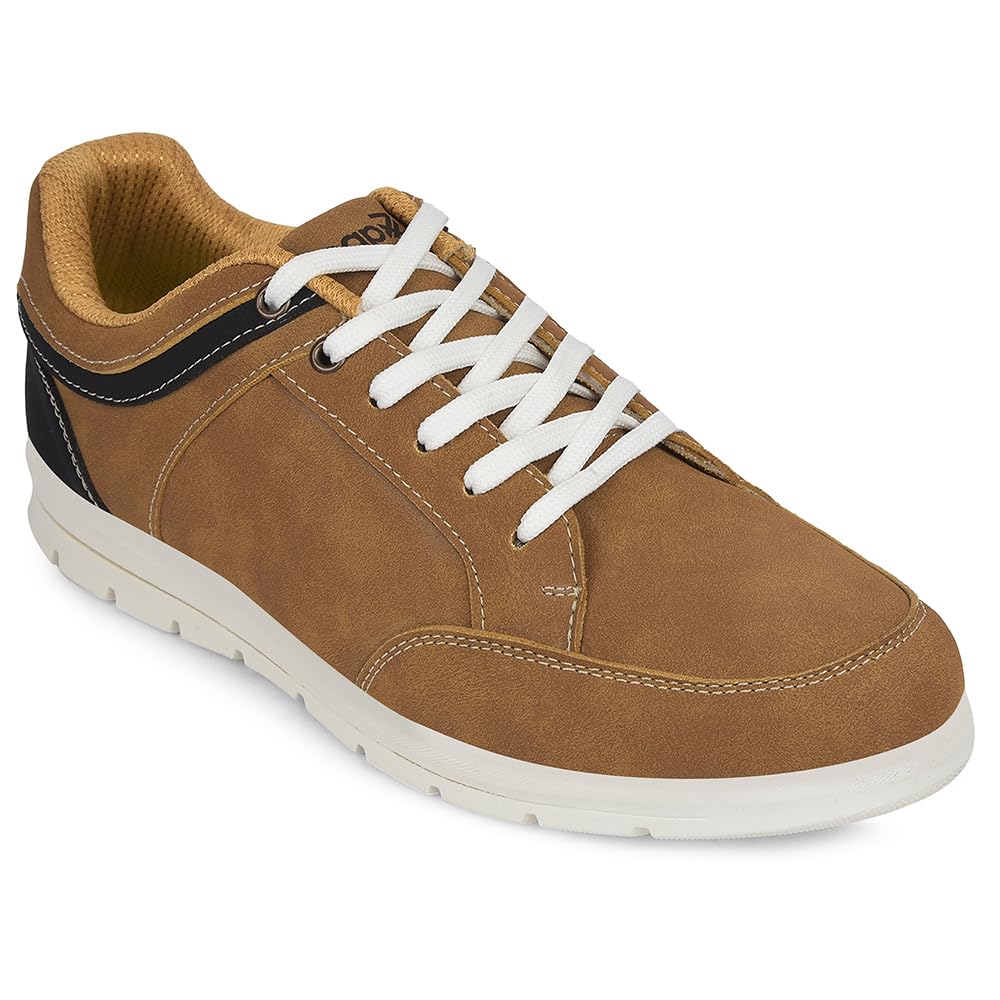 Leap7x FRINKS-1E Casual Lacing Sneakers for Men - Black & Camel | Suitable for Travel, College, Office | Comfortable Lace-Up Casual Shoes | Lightweight Stylish Fashion Footwear for Gents-image-17