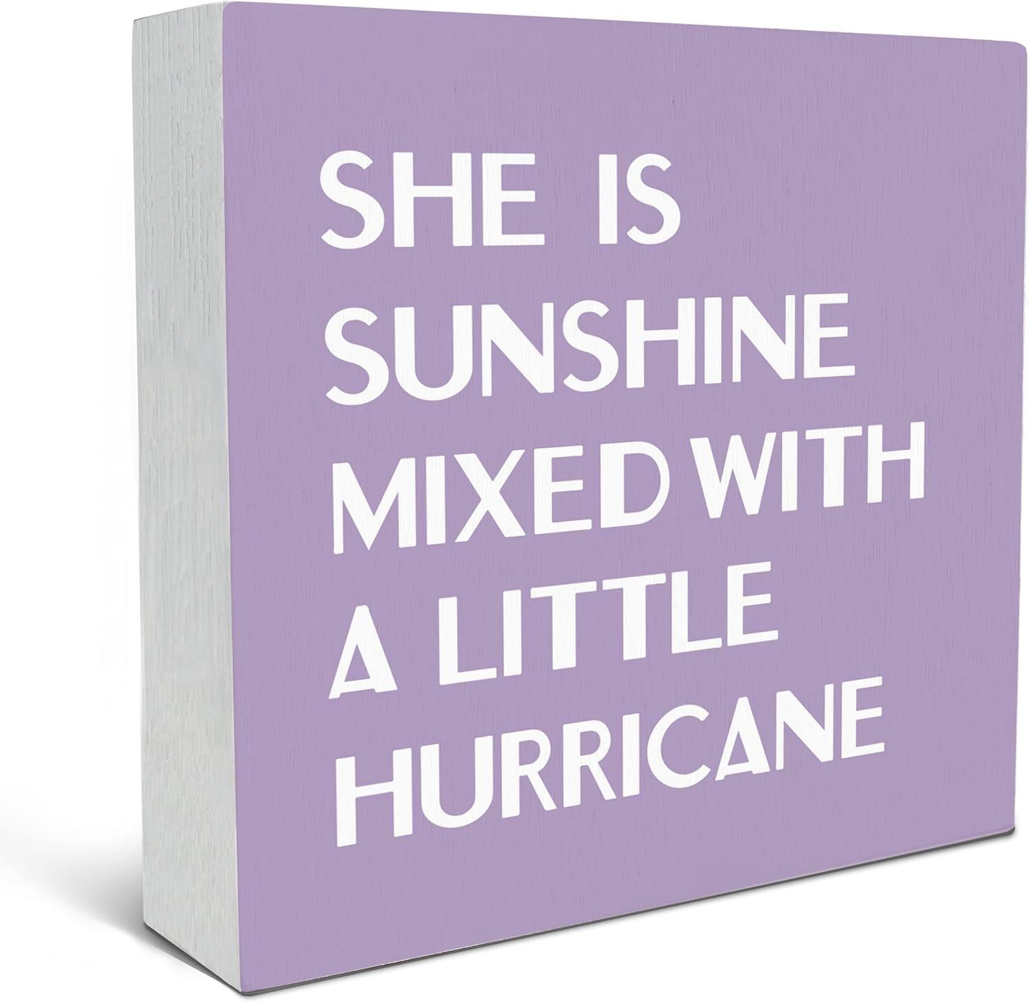 7x7 Inch Wooden Box Sign She Is Sunshine Mixed With a Little Hurricane