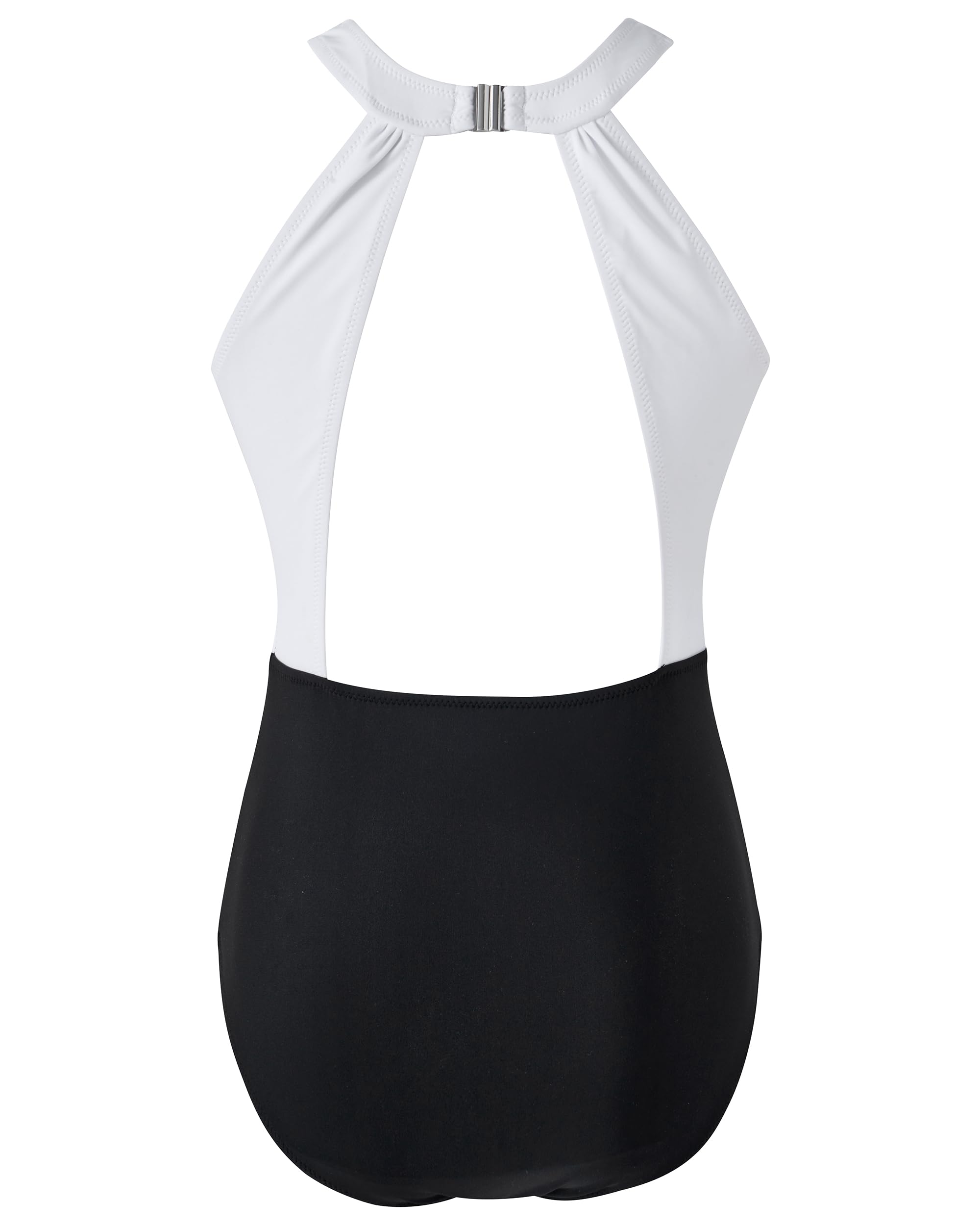 RXRXCOCO Costume da bagno da donna con scollo alto, arricciatura, schiena scoperta, elegante costume da bagno intero