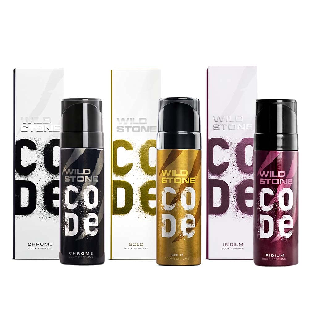 Chrome, Gold & Iridium No Gas Body Perfume Combo for Men, Pack of 3 (120 ml each)