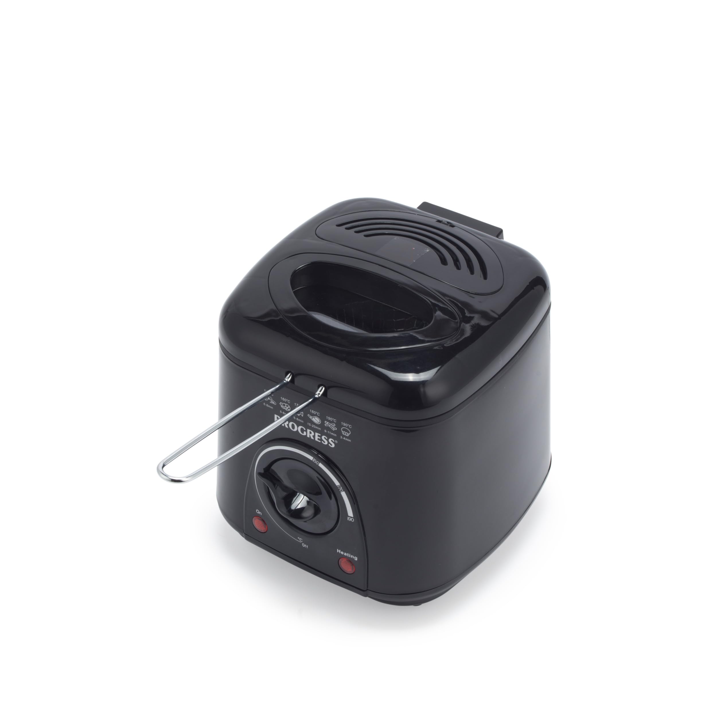 Progress EK2969PBLKVDE Freidora Compacta de 1 L Mini para Grasas Profundas - Cesta de Cocción Antiadherente, Fácil Limpieza, Control de Temperatura Ajustable, Filtro Reductor de Olores, 950 W