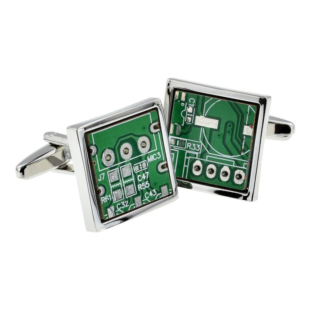 Vcufflinks PC Motherboard Computer Chip Circuit Board Pair