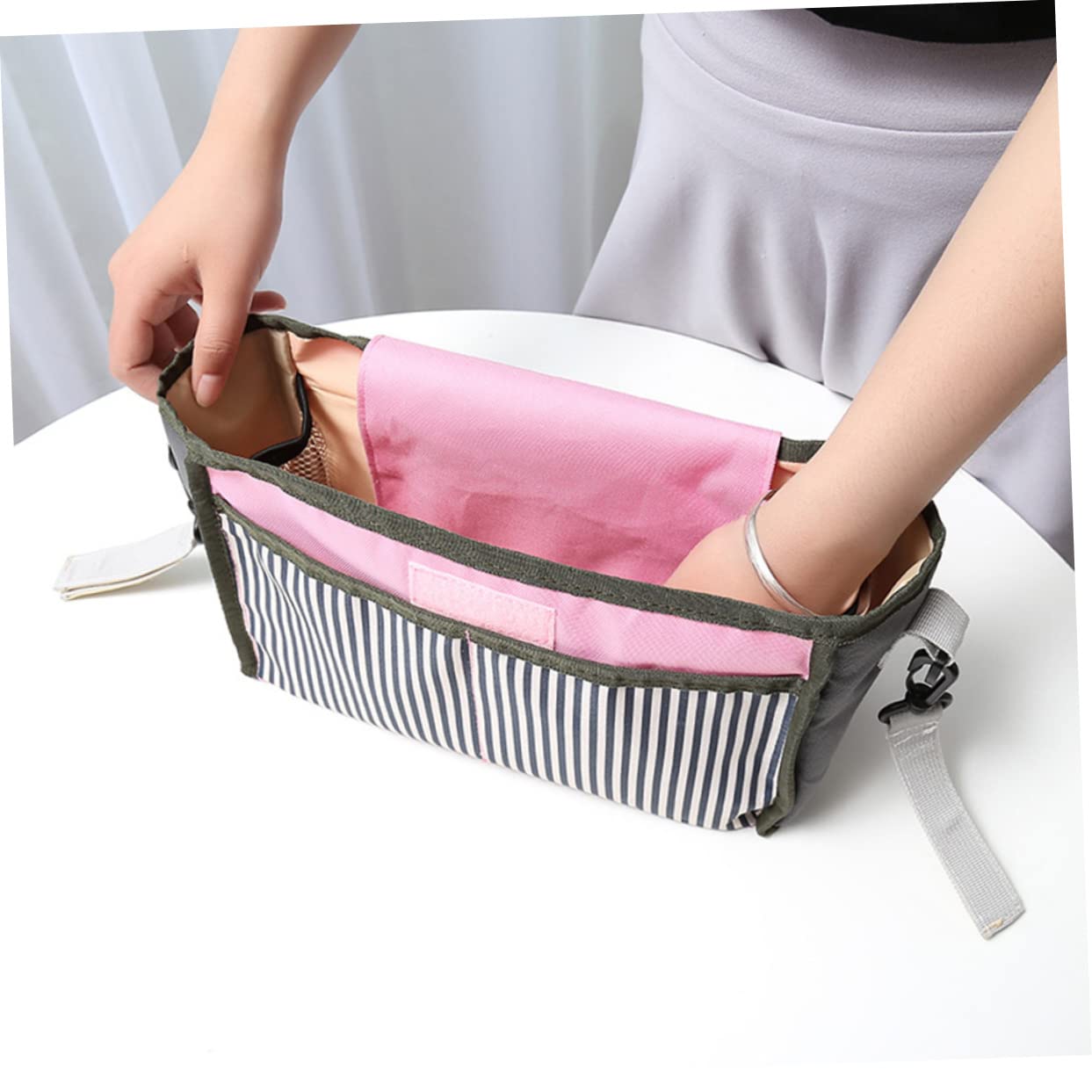 TOYANDONA 3 Pezzi Borsa da Appendere per Passeggino di Capacità Organizer per Biberon Pannolini Giocattoli Portabicchieri Portaoggetti Portatile Nero