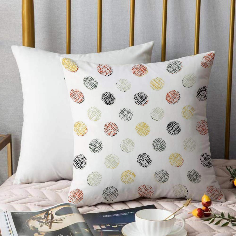 HENGLI Soft Decorative Throw Pillow Cover Cushion Covers,Polka Dots,Lined Traditional Geometrical Circles Combinations AbPillowcase Pillow Shams, for Sofa Bedroom Car Chair 18x18 Inch/45x45 cm