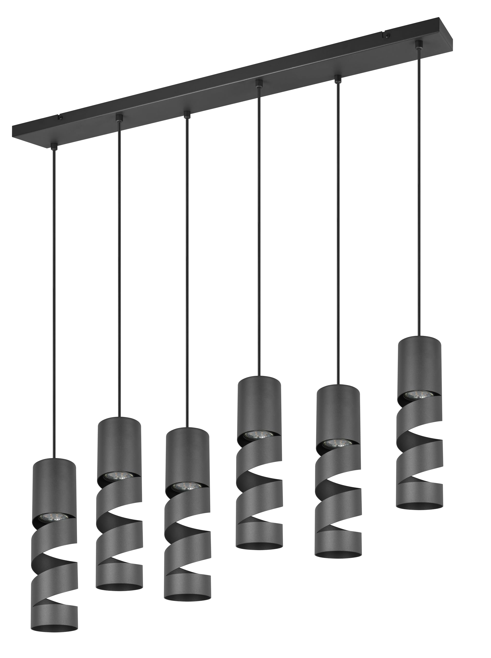 Trio Leuchten Pendelleuchte Stream 364000632, Metall Schwarz matt, exkl. 6x GU10