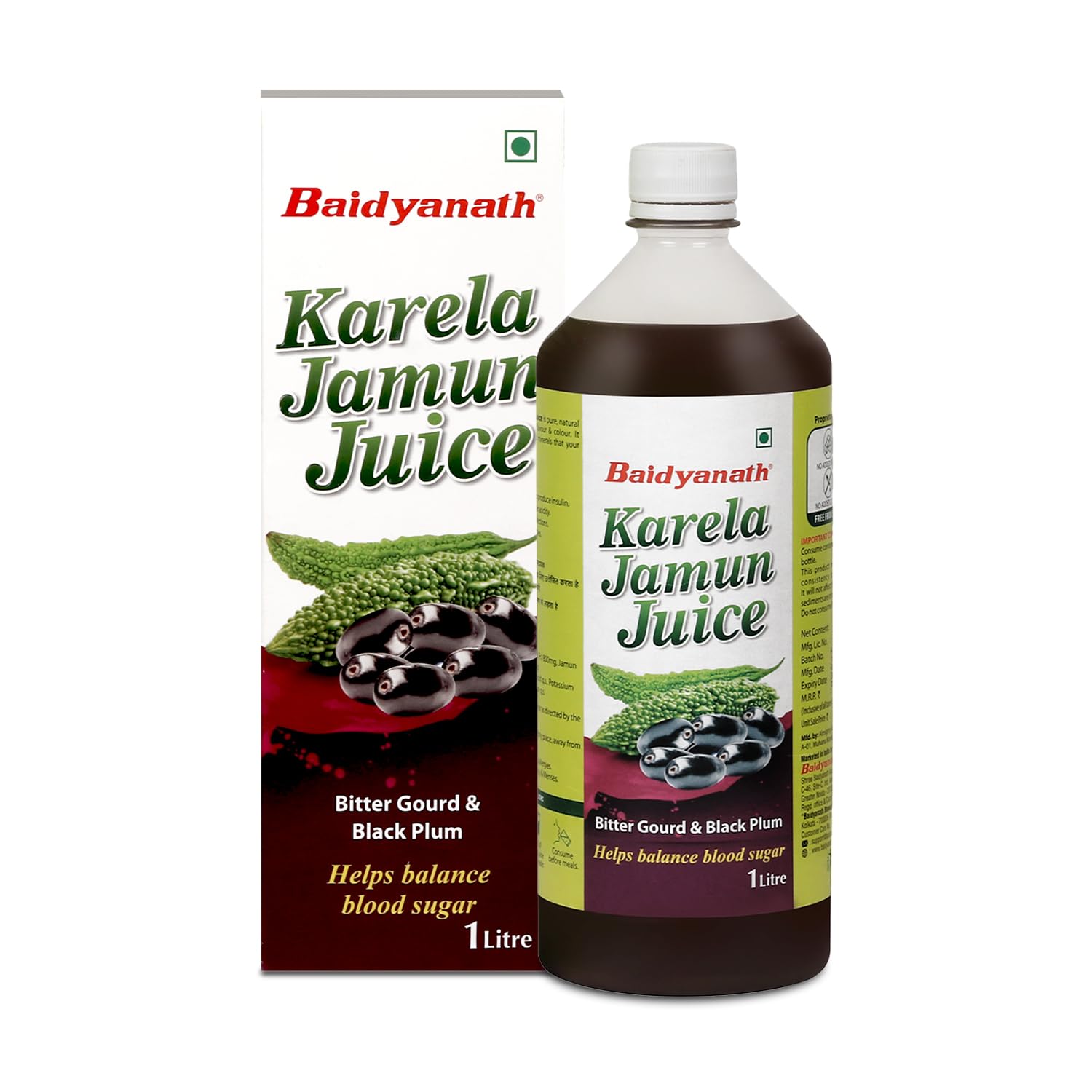 Baidyanath Karela Jamun Juice -1000ml | Natural Remedy for Blood Sugar Management | Helps in Flusing out toxins from Body | Good for Diabetic Care (Pack of 1) (B09JWSL2GG) Amazon Price History, Amazon Price Tracker
