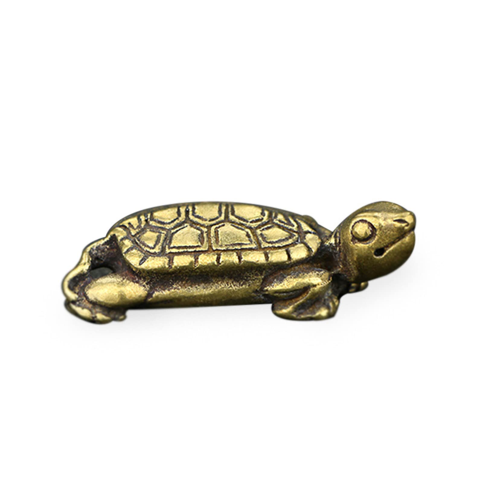 Tortue en laiton sculpté à la main : objet d'artisanat ancien pour déco chic