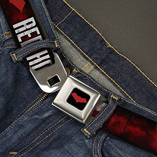 Buckle-Down Seatbelt Belt - RED HOOD/Face/Logo Weathered Black/Reds/White - 1.0" Wide - 20-36 Inches in Length2