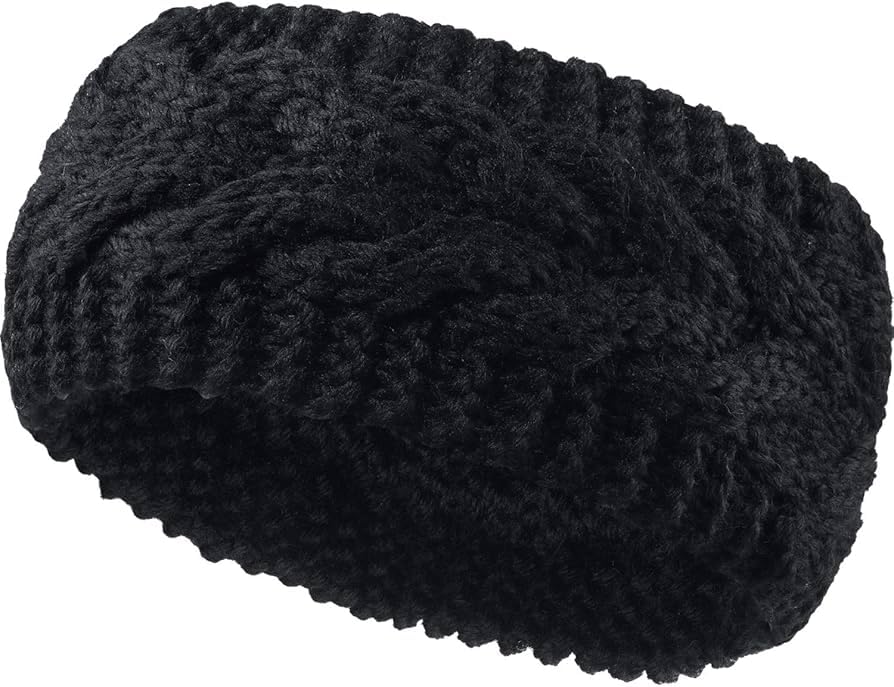 Women Stylish Soft Acrylic Woolen Headband New Cris Cross Bow Earwarmer Crochet Headwrap Hair Band for Spa Casual Ear Warmer Earmuff (Black)-image-46