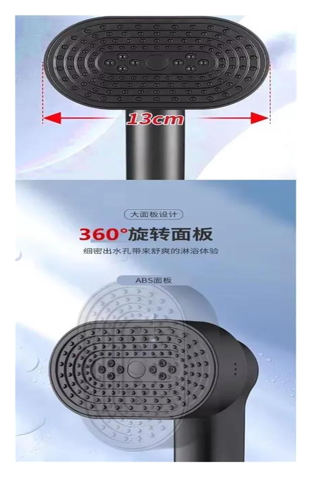 Soffione doccia con pannello girevole a 360° da 13 cm, 4 modalità, ugello con filtro ad alta pressione per il risparmio idrico(Silver Shower)