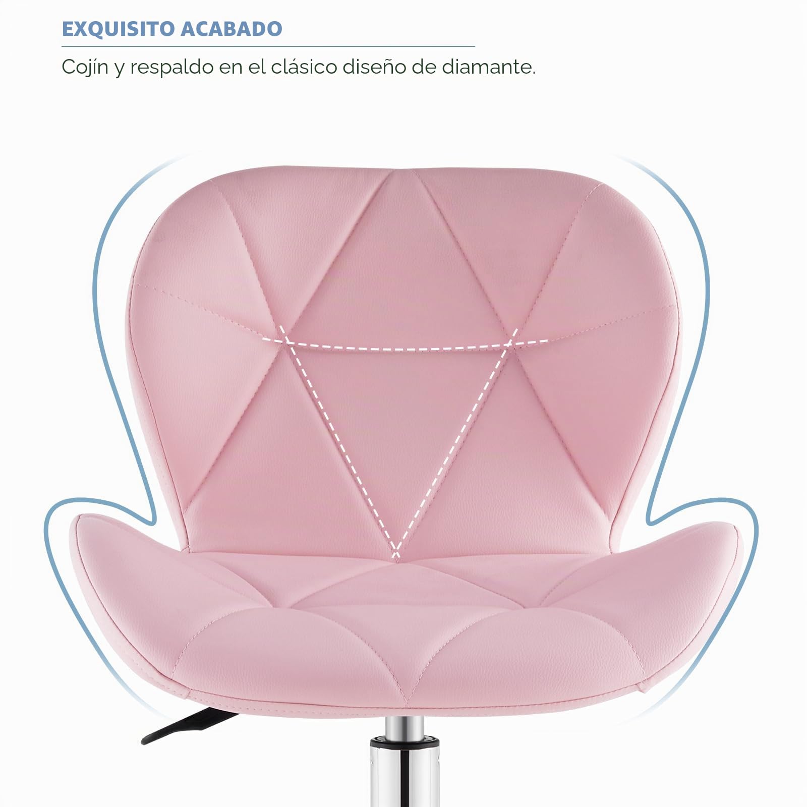 TUKAILAi Silla de Oficina de Piel sintética, Silla de Escritorio Altura Ajustable Ergonómica, Silla Escritorio Juvenil Rueda Transpirable para Estudio Cadeira Escritorio (Rosa)