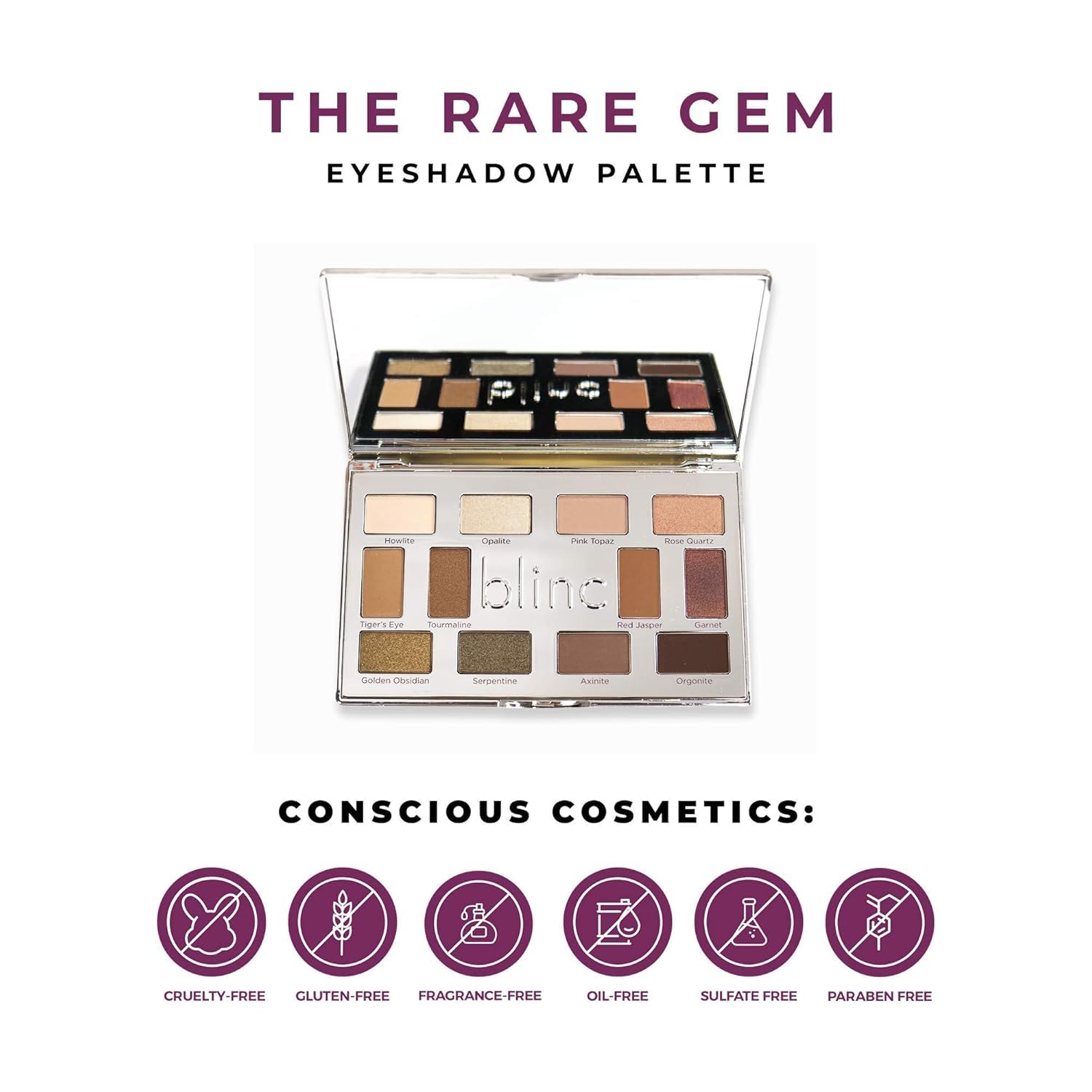 blinc Rare Gem Eyeshadow Palette, Long-Lasting, Creamy, Blendable and Pigmented Matte, Shimmer and Metallic Eyeshadows - Image 2