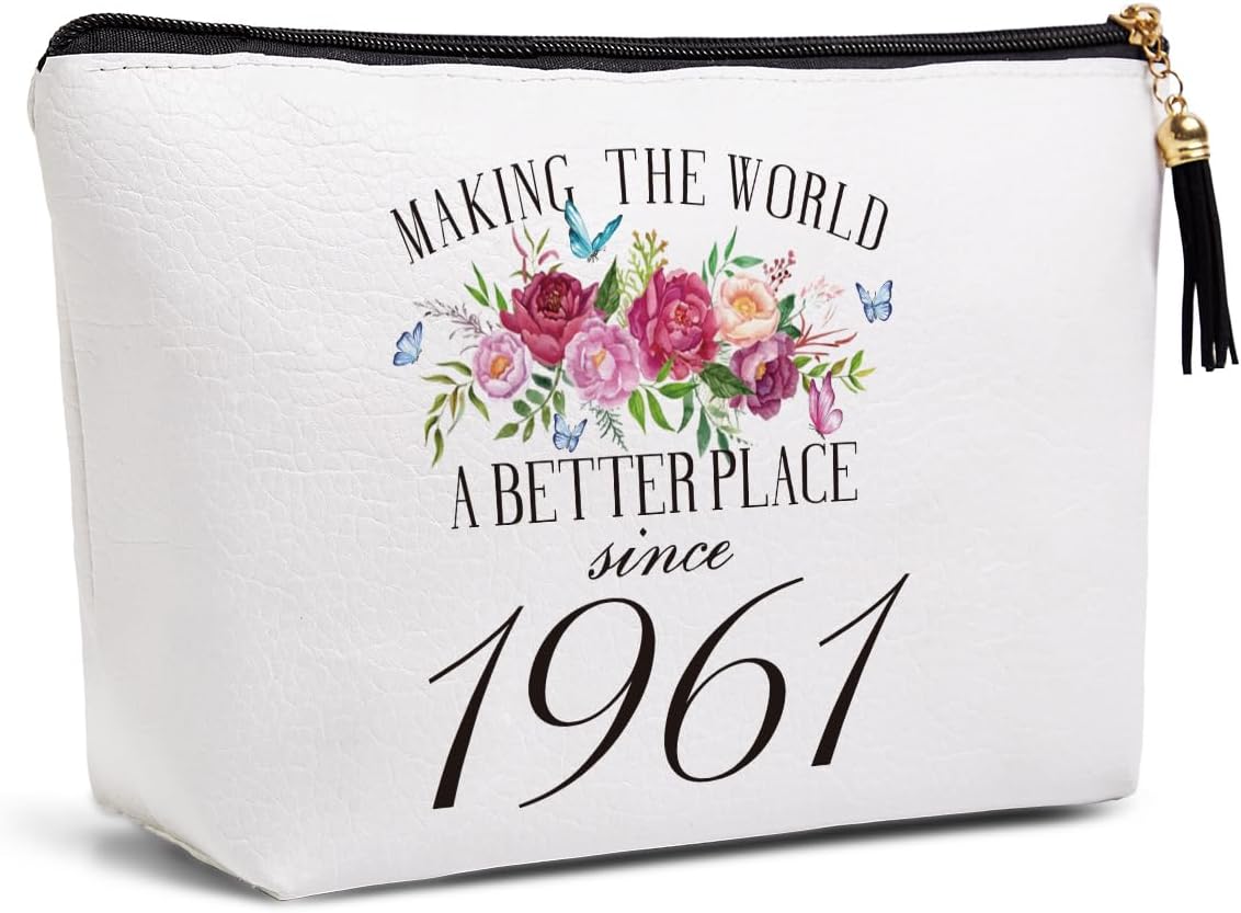 65th Birthday Gifts for Women Friendship Best Friend Gift Ideas for Grandma Mom Sister Aunt Funny Makeup Bag Travel Toiletries Bags Making the World A Better Place Since 1961 Bday Gift from