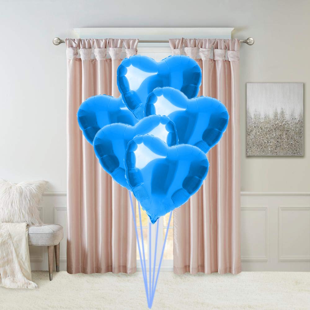 Smartz Minds 5-Piece Blue Heart Foil Balloons - Ideal for Birthdays, Bridal Showers, Baby Showers, Milestone Themes (30th, 40th, 50th, 60th, 70th), and Anniversaries