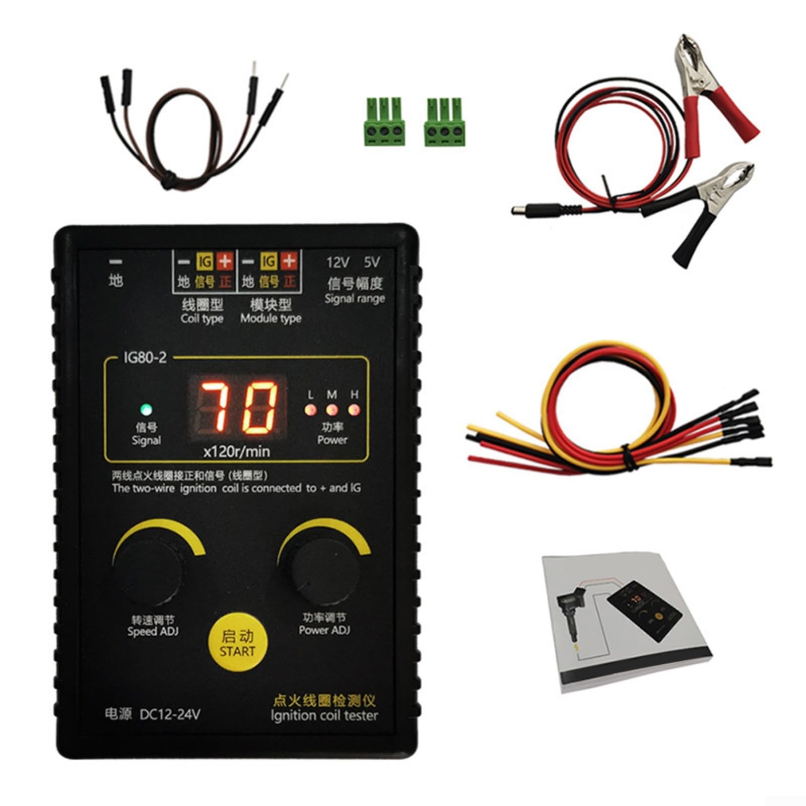 IG80-2 Zündspulenprüfgerät Für Kfz 12V/24V Erdgas Motor Diagnose Tester Einstellbar
