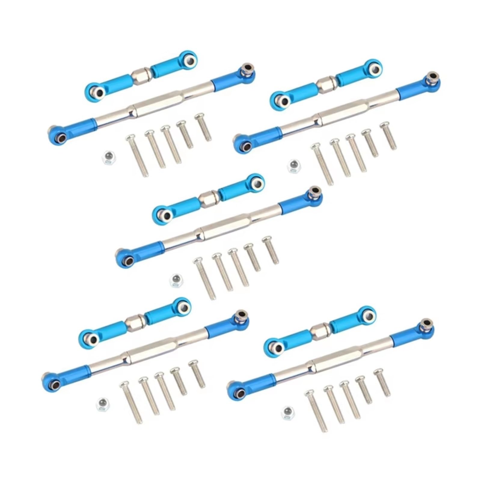 Rc Special Connecting Rod for WPL 1608T 10X Rod CNC Machining Aluminum Alloy Steering Linkage Rod Set Blue Rc Car Parts and Accessories Upgrade Replacement and Use