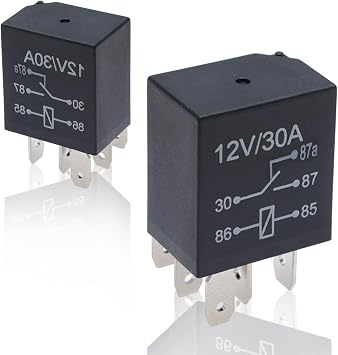 2 Pcs Car Waterproof 5-Pin 12V 30A Auto Relay Switch, Universal for Car Motor Replacement Accessories, Fit for Most Models Black