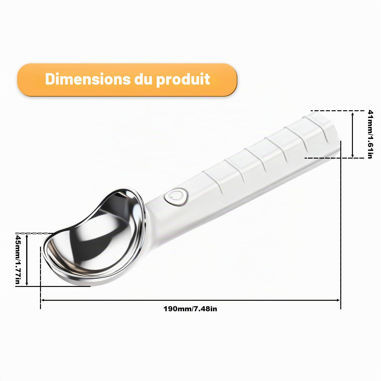 Cuillère à Glace Chauffante, Cuillere Glace Boule électrique | Chauffe à 45/70 °c, Rechargeable Pour Crème Glacée, Gelato Ou Yaourt Glacé, Facile Pour Les Personnes âgées Et Les Enfants