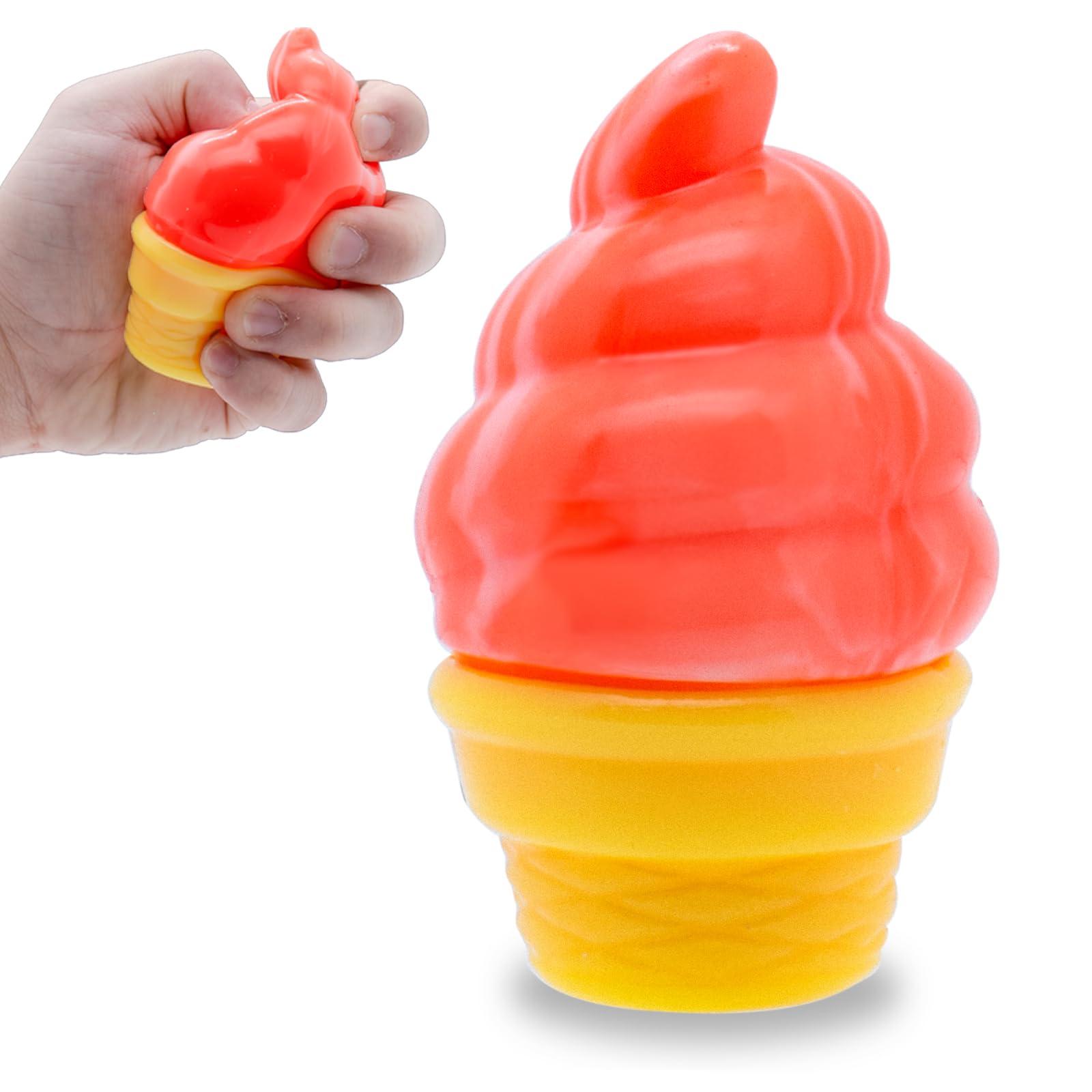 Stress Relief Ice Cream Cone Squishy Toy - Play GORO Nice Cream Sensory Squeeze Fidget Toy, Soft Anti-Anxiety Toy for Kids Adults ADHD Autism