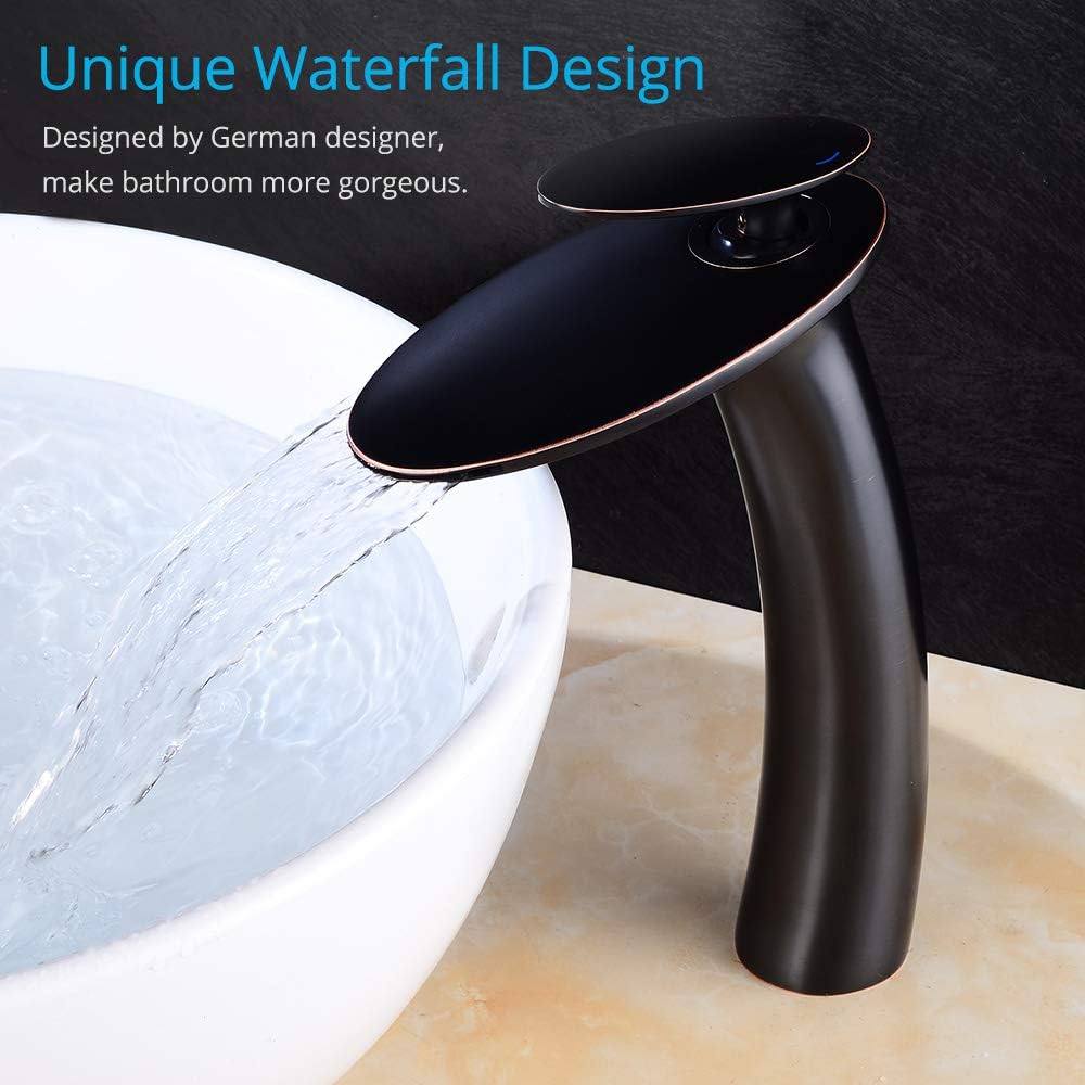 Buy Wovier Oil Rubbed Bronze Waterfall Bathroom Sink Faucet With Supply Hose