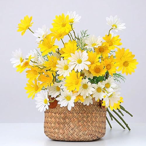 NatureMan Artificial Flowers 12 Bundles Artificial Silk Daisy UV Resistant
