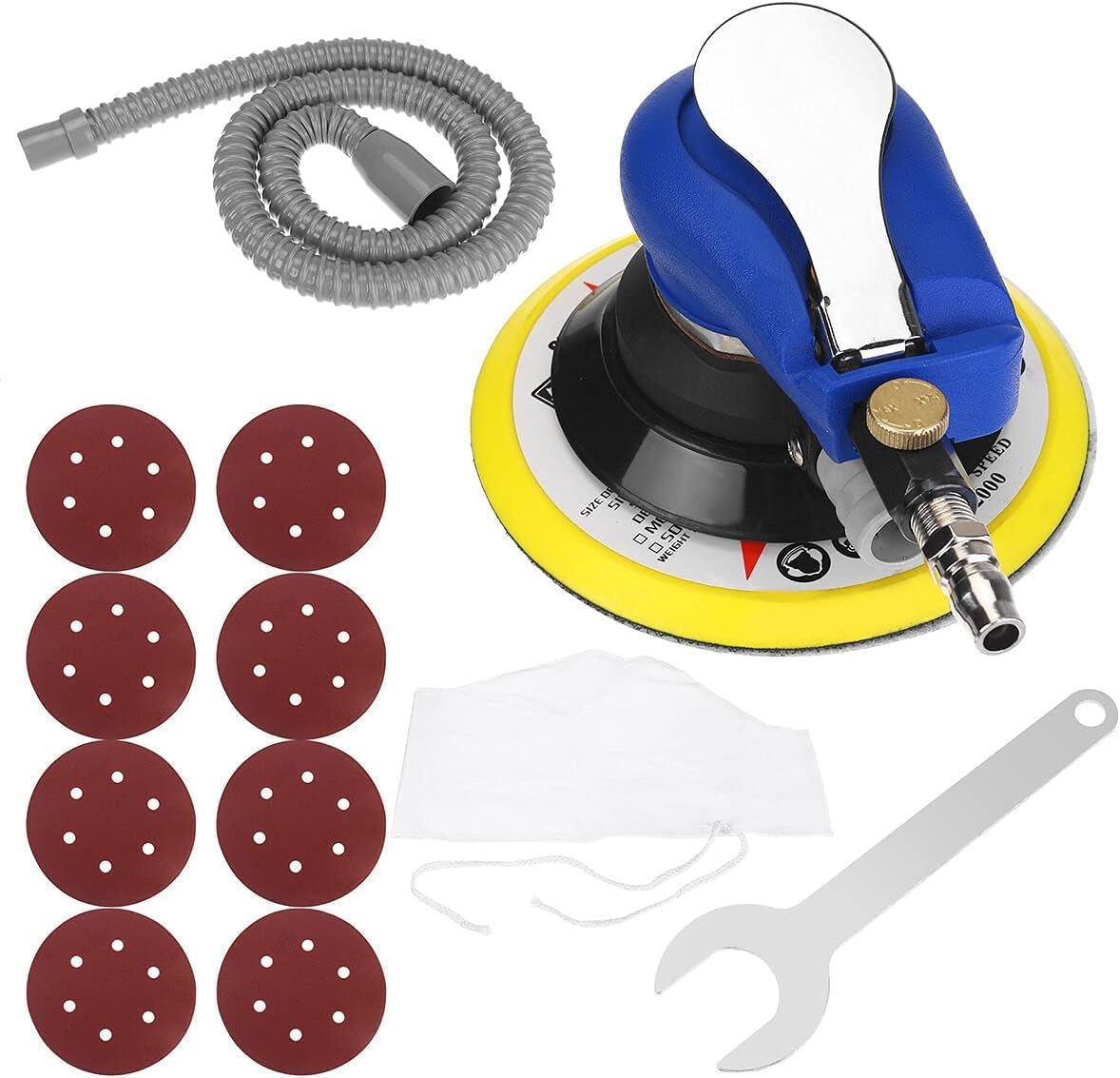 6" Air Palm Random Orbital Sander 150mm Hand Sanding Pneumatic Sanding Tool Set