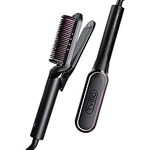TYMO Flat Iron Hair Straightener Brush 2 in 1, 200M Ions Hair Straighteners for Women, Ceramic Dual Voltage Straightening Hot Comb for Anti-Frizz Straights, Waves, Curls, 3X Less Heat Damage, Black