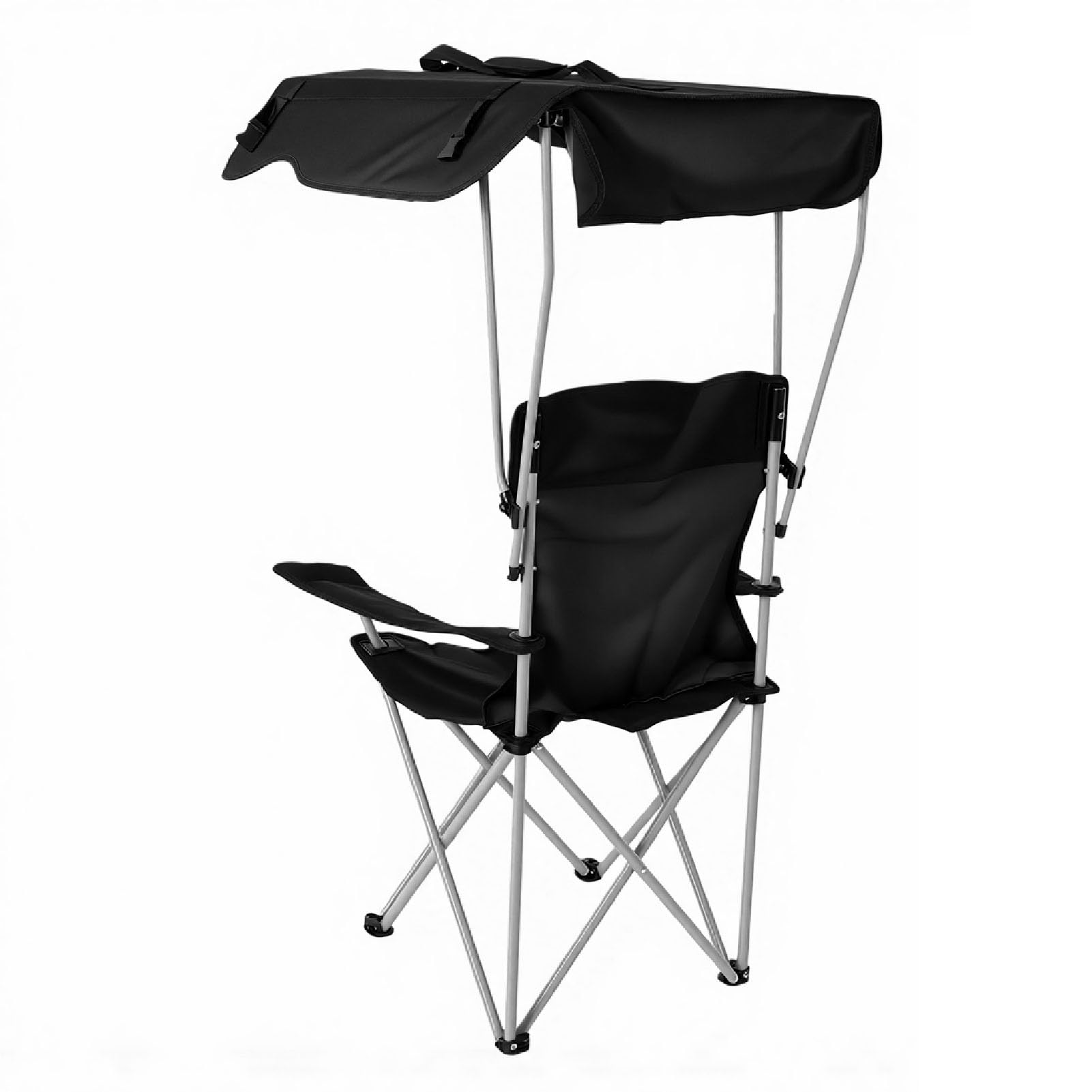 banapoy Krzesło Kempingowe, Regulowany Parasol Przeciwsłoneczny Tkanina Oxford 600D Oddychające, Ergonomiczne Składane Krzesło z Baldachimem, Przenośne Plażowe z Uchwytem na Kubek Zagłówek do