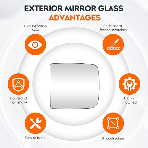 Miniatura 10 de Youxmoto Espejo de remolque de vidrio para lado derecho del pasajero para Dodge Ram 1500 2500 3500 camión 2009 2010 2011 2012 2013 2014 2015 2016