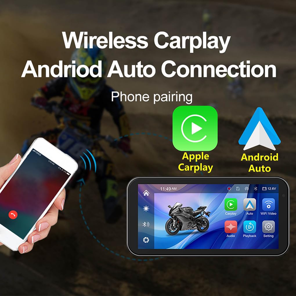 ABS Motocicleta 6,25 Pulgadas grabadora de Pantalla táctil DVR Pantalla táctil cámara de salpicadero para Motocicletas Motocicleta Tablero Digital Duradero