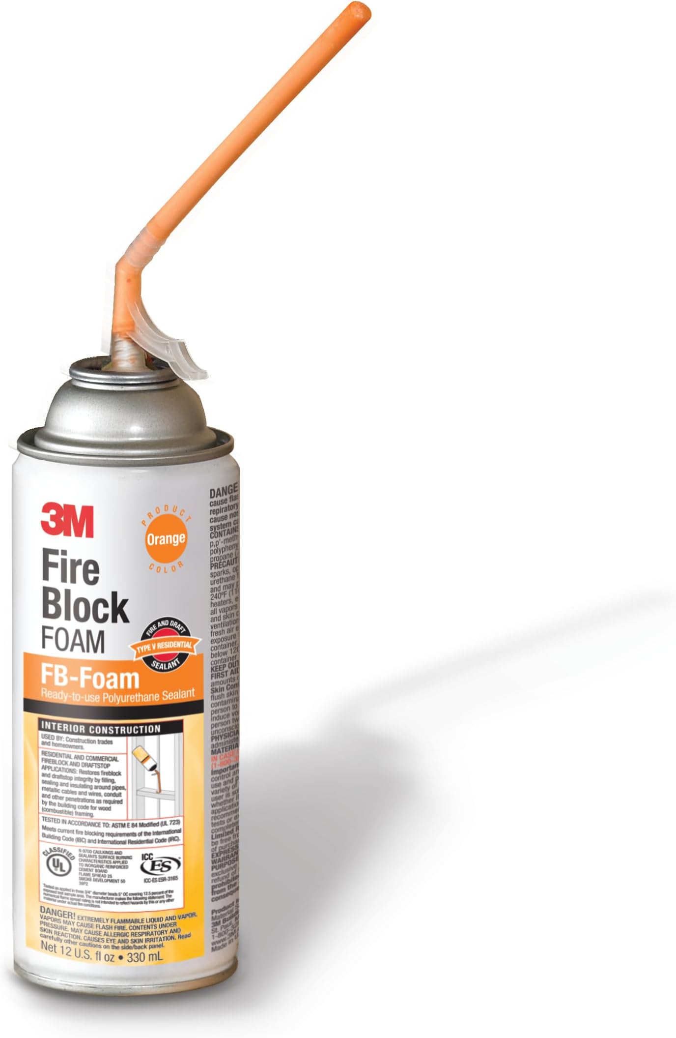 3M Fire Block Foam FB-Foam, Orange Color, Ready-To-Use, In-Place, 12 fl oz Can