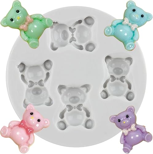 MINFEIDMS Oso de peluche Molde de silicona de chocolate para osos de bebé, molde de fondant para decoración de tartas, decoración de cupcakes, pasta
