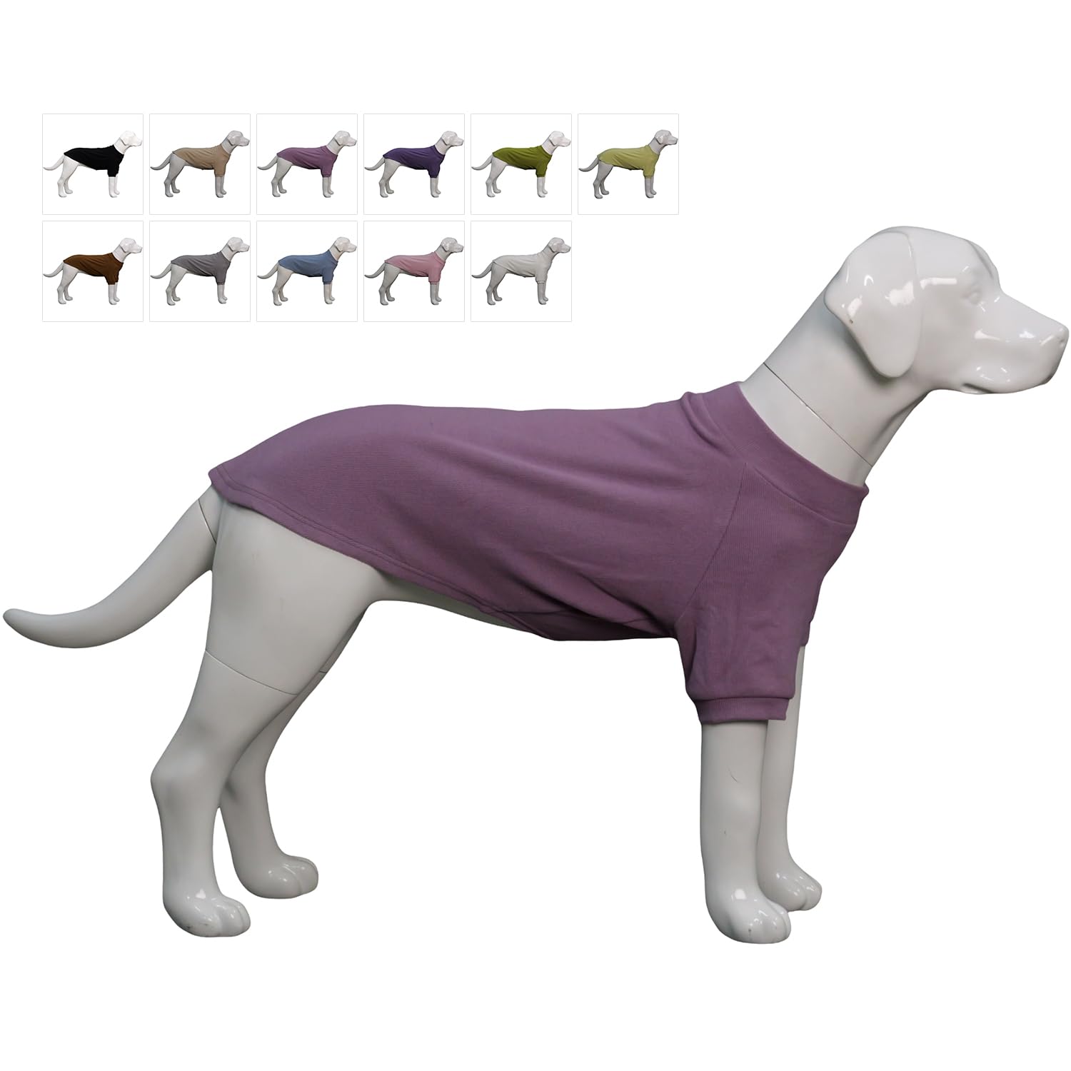 Lovelonglong Ribbed Dog T-shirt Cotton Knitted Dog Sweaters for All Season Pet T-shirts for Large Medium Small Dogs Taro purple S