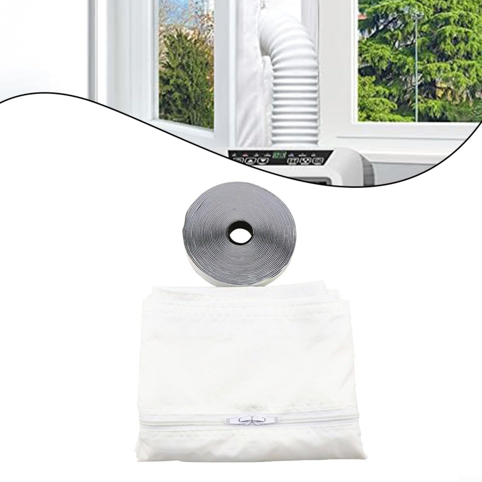 Kit di guarnizioni per condizionatore d'aria portatile, panno isolante da 500 cm, per battente per finestre, striscia di tenuta CA lavabile per bloccare l'aria calda e migliorare l'energia
