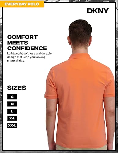 Miniatura 5 de DKNY Polo de algodón suave para hombre, ajuste moderno, secado rápido, camisas polo casuales de manga corta para hombre