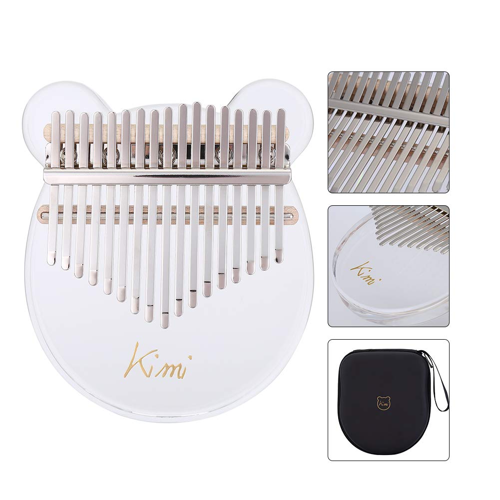 Kalimba 17 Tasten Acryl Daumenklavier mit Tuner Hammer Gig Bag Transparent Katze für Anfänger