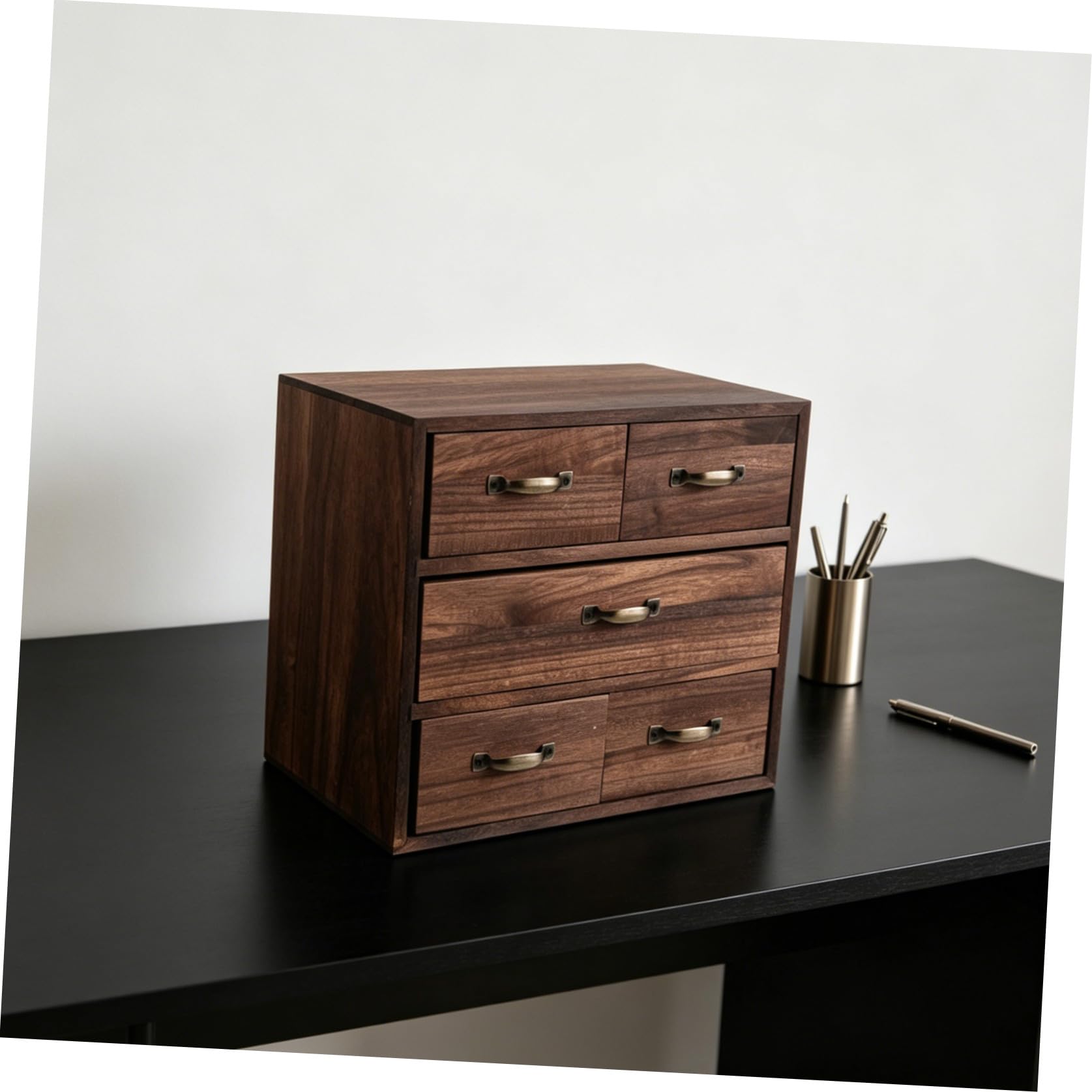 Organizzatore da Scrivania in Legno e Metallo con 5 Cassetti Multilivello per Ufficio e Camera, Design Salvaspazio e Moderno per Arredamento Naturale