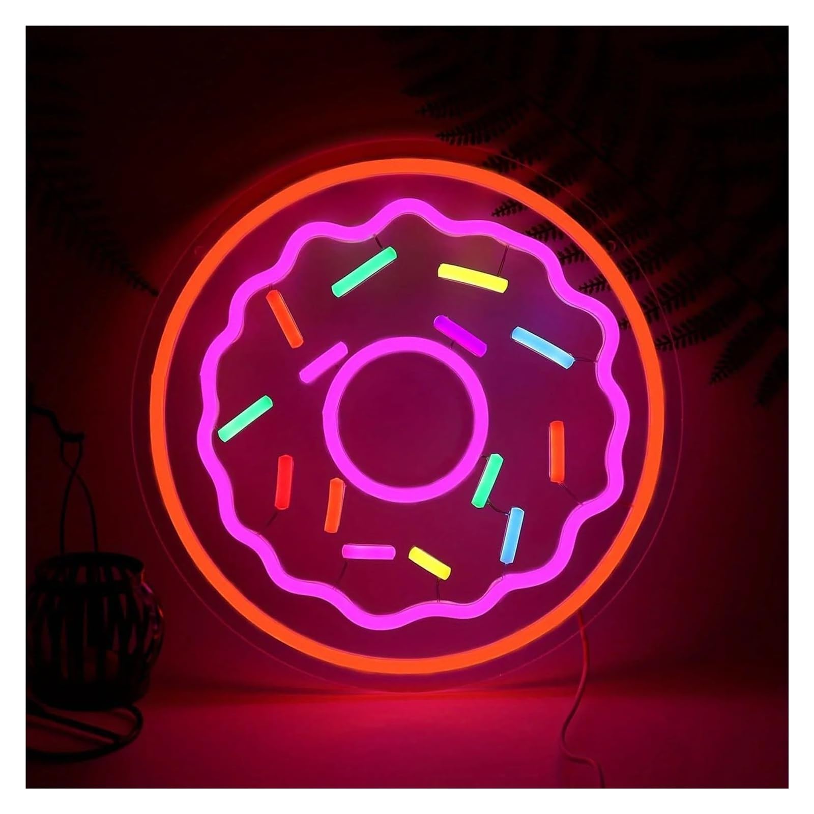 LEMST Sign Lamp Doughnut Neon Light - USB Powered, with Dimmer, Adjustable Brightness, for Kitchens, Cafes, Fun Decor 31.8x31.8cm