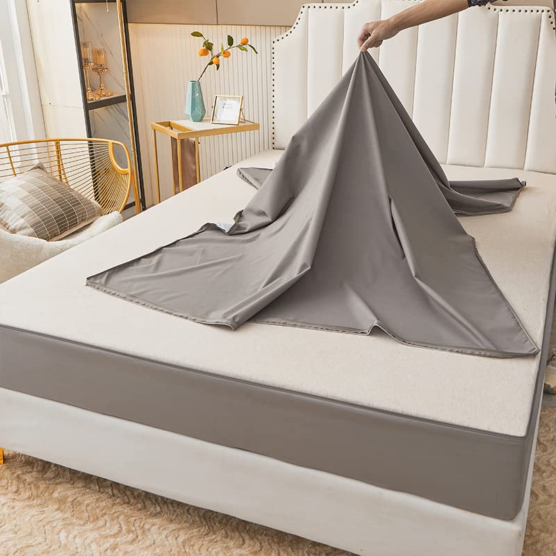 FORLUZ Matrashoes, Volledig Gesloten Matrasbeschermer Waterdichte Matrashoes Met Rits Polyester Hoeslaken for Tweepersoonsbed, Twin, Full, Queen, King (Color : Grey, Size : 90cmX200cmX30cm FORLUZ Matrashoes, Volledig Gesloten Matrasbeschermer Waterdichte Matrashoes Met Rits Polyester Hoeslaken for Tweepersoonsbed, Twin, Full, Queen, King (Color : Grey, Size : 90cmX200cmX30cm