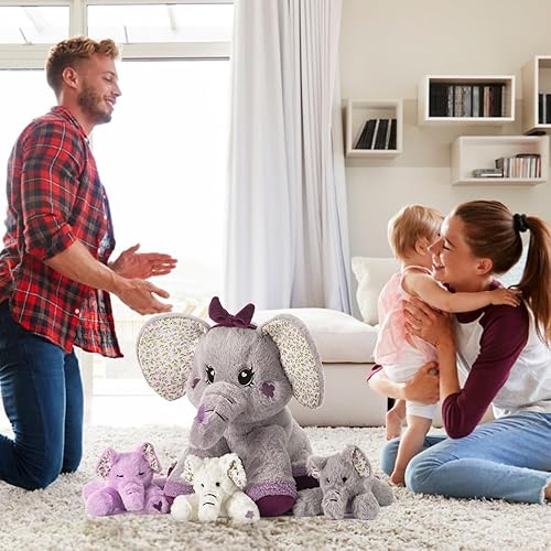Miniatura 7 de Wolf Mommy - Juguete de peluche para mamá y bebé, lindo juego de 17 pulgadas, pequeño, suave, esponjoso, para la familia, juguete abrazable con mini
