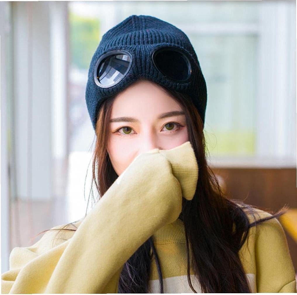 OLOTU All-match Knitted Cap Pilot Sunglasses Plus Velvet Wool Cap