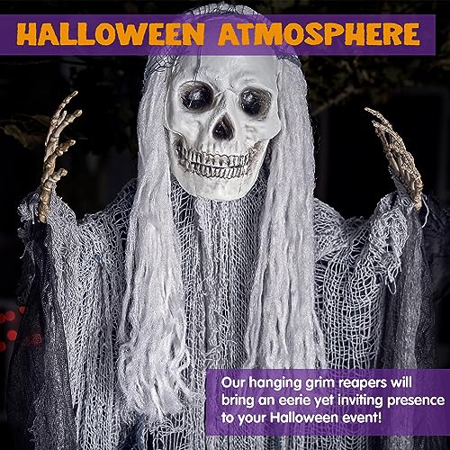 Image of JOYIN 3 Pcs Hanging Halloween Skeleton Ghosts Decorations Outdoor, Grim Reapers for Best Halloween Outdoor Decorations, Haunted Haunted House Prop, Party Supplies