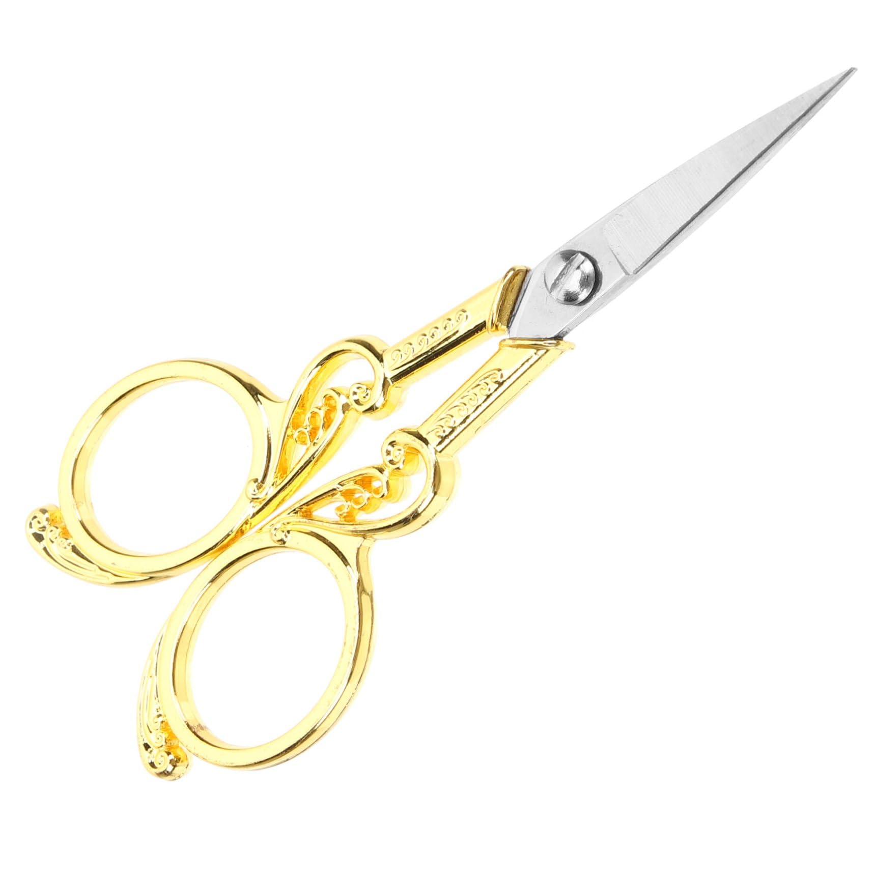 SHINEOFI 3 Pezzi forbici retrò scissors tessuto acciaino forbicine per cucito filo per cucire Forniture di cucito forbice da ricamo cesoia per lavori di Acciaio inossidabile Golden
