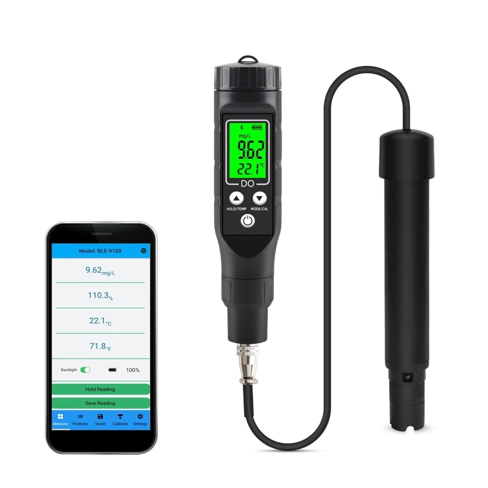 Tester miernika PH, Inteligentny miernik rozpuszczonego tlenu z niebieskim zębem 0,0-30,0 Mg/L cyfrowy detektor online precyzyjny tester elektrod do hydroponiki,Woda pitna, Hydroponika, SPA, Browarni