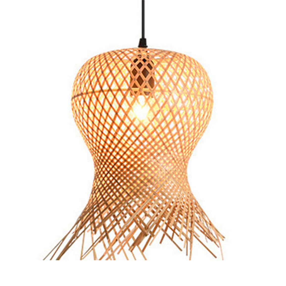 LQZCXMF Small Pendant Lighting Wicker Hand-Woven Bamboo Chandeliers Antique Farmhouse Decor Light Beige Wicker Pendant Lighting for Entryway Kitchen Island Dining Room Chandelier E26