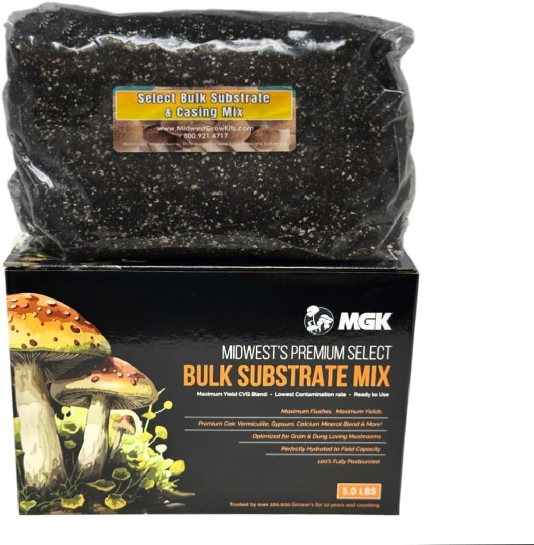 Myco Labs Premium Bulk Mushroom Substrate Mix | Fully Pastuerized | Maximum Yield | for Dung & Grain Loving Mushrooms (5 LBS)