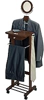 Vista 2 de Winsome Soporte de valet de madera con espejo, cajón, gancho de corbata, ruedas, nogal antiguo (94155)