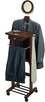 Winsome Wood Valet Stand With Mirror, Drawer, Tie Hook, Casters, Antique Walnut (94155)